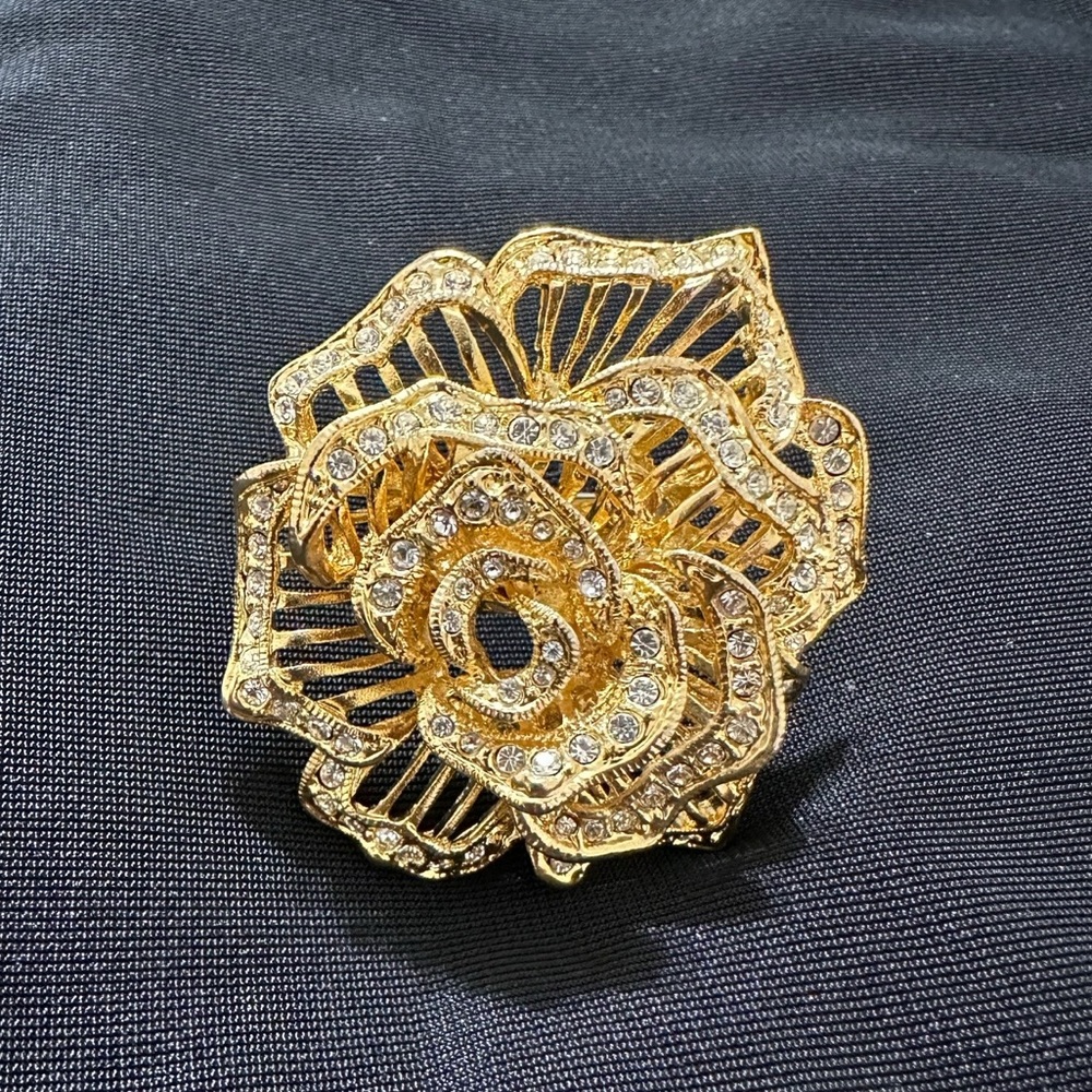 Noir Gold Large Flower Statement Ring - image 1